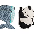 Shaped Rugs With Fish Shaped Polka Dot Design And Cute Panda Shaped Black White Pattern