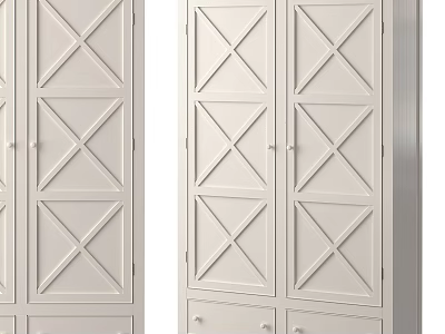 Modern White Dresser With X Pattern Doors And Drawer Storage Design 3d model