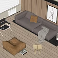Modern Sofa Coffee Table Combination Multi-person Sofa Lazy Sofa Leisure Chair 3d model
