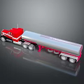 Red Truck With Silver Tanker Trailer And Pink Wheels In Realistic 3D Rendering