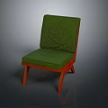Green Striped Fabric Single Seater Sofa With Wooden Legs Modern Design