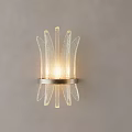 Modern Wall Lamp With Textured Transparent Glass Strips And Warm Lighting On Light Colored Wall