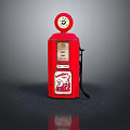 Vintage Red Gas Pump Model With Round Dial On Top And Side Label