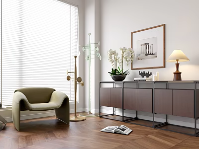 Modern Living Room Interior Design With Open Kitchen And Decor Elements 3d model