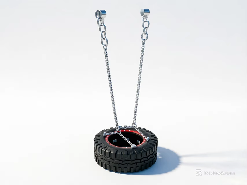 Outdoor Tire Swing Playground Equipment With Hanging Chains And Rubber Tire 3d model 
