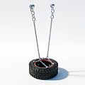 Outdoor Tire Swing Playground Equipment With Hanging Chains And Rubber Tire