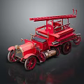 Vintage Red Fire Truck With Extended Ladder And Classic Wheels Design