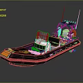 Modern Black Inflatable Yacht With Orange Ropes Life Rings White Seats And Antennas On Water