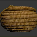 Yellow Woven Storage Baskets Stacked With Rope Knot And Textured Design