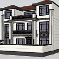 Two Story Modern Detached Villa With White Exterior Dark Roof And Lush Green Lawn