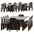 Wooden Dining Table Set With Gray Chairs For Modern Dining Space 3d model