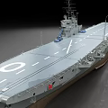 Large Aircraft Carrier Warship With Extended Flight Deck White Runway Lines And Zero Marker