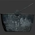 Vintage Metal Bucket With Curved Handle For Daily Household Use