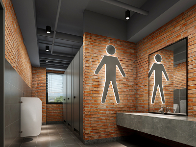 Industrial LOFT Toilet Men's Toilet model