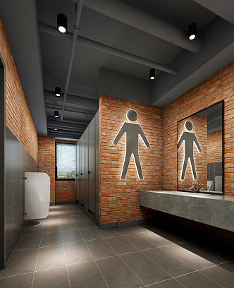 Industrial LOFT Toilet Men's Toilet 3d model