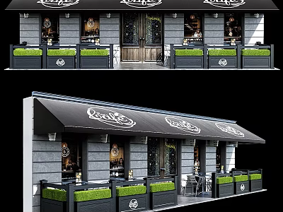 Garden Landscape Design With Outdoor Seating Green Plants And Wooden Facade 3d model