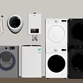 Washing Machine Interior With Front Load Stackable Dryer White Black Gray Models 3d model