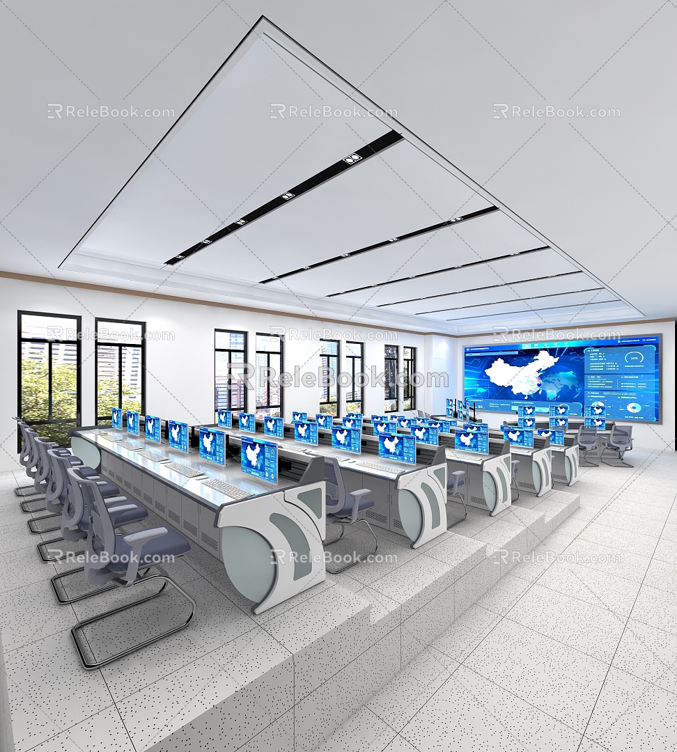 Modern Monitoring Room Data Center 3d model