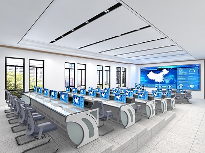 Modern Monitoring Room Data Center 3d model