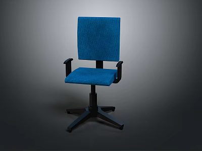 Blue Office Chair With Armrests Black Base And Rolling Casters 3d model