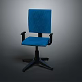 Blue Office Chair With Armrests Black Base And Rolling Casters