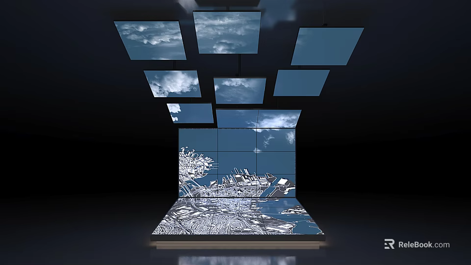 Commercial Display Equipment With Multiple Digital Screens For Immersive Presentations 3d model 