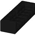 Black Leather Modern Sectional Sofa with Square Cushions and Block Design 3d model