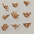 Chinese-style bucket arch mortise and tenon building components 3d model