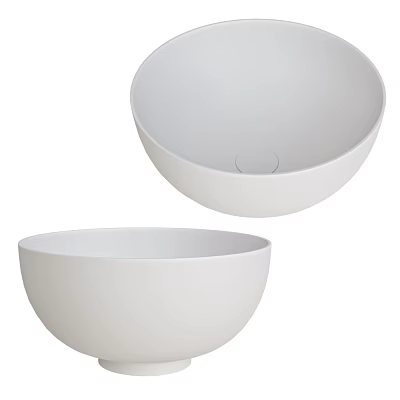 Modern White Round Bowl Shaped Washbasin Design For Bathroom Interior 3d model