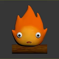 Cute Flame Shaped Decorative Figure With Wooden Base And Stone Accents