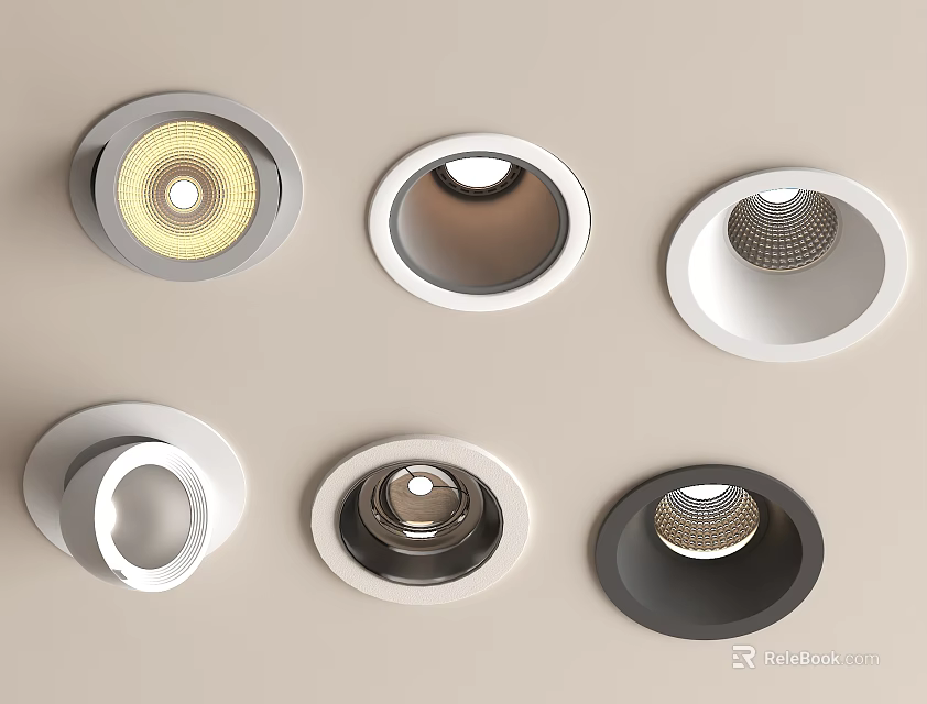Modern Downlights And Spotlights With Various Designs For Home Ceiling Lighting 3d model 