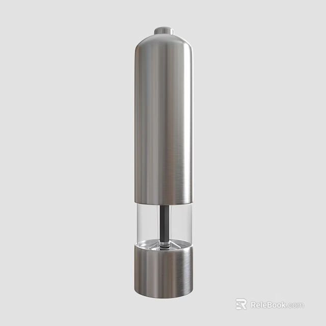 Stainless Steel Kitchen Grinder With Transparent Body Tall Cylindrical Design And Smooth Reflective Base 3d model 