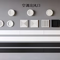 Various Air Conditioner Vents with Round Square and Linear Designs in White and Black Colors