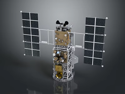 Satellite Model With Solar Panels Main Structure And Scientific Instruments 3d model