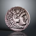 Ancient Silver Coin With Detailed Profile Head And Intricate Carving Design