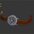 Stylish Everyday Wristwatch With Blue Dial Brown Leather Strap And Silver Case