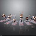 Kids Yoga Practice With Children Doing Various Poses On Colorful Mats