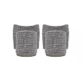 Modern Grey Woven Fabric Sofa Stools with Armrests Set of Two
