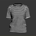 Classic Black and White Striped Short Sleeve T-Shirt for Casual Daily Use