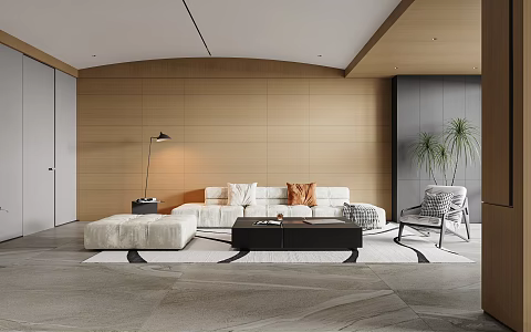 Modern Living Room Home Living Room Multi-person Sofa Coffee Table Combination Floor Lamp 3d model
