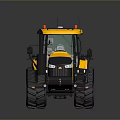Yellow Tracked Tractor With Red Warning Lights And Modern Cab Structure 3d model