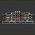 Multistory Residential Building With Complex Roof Design And Green Areas Around