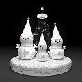 Christmas Decorations With Snowmen Christmas Tree And Merry Sign On White Base