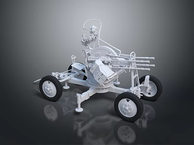 Lunar Terrain Exploration With Mechanical Rover And Surface Feature Analysis 3d model