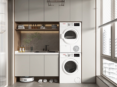 Home Furnishing balcony washing machine cabinet 3d model