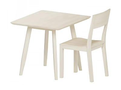 White Wooden Table and Chair Set with Simple Design for Home Dining 3d model