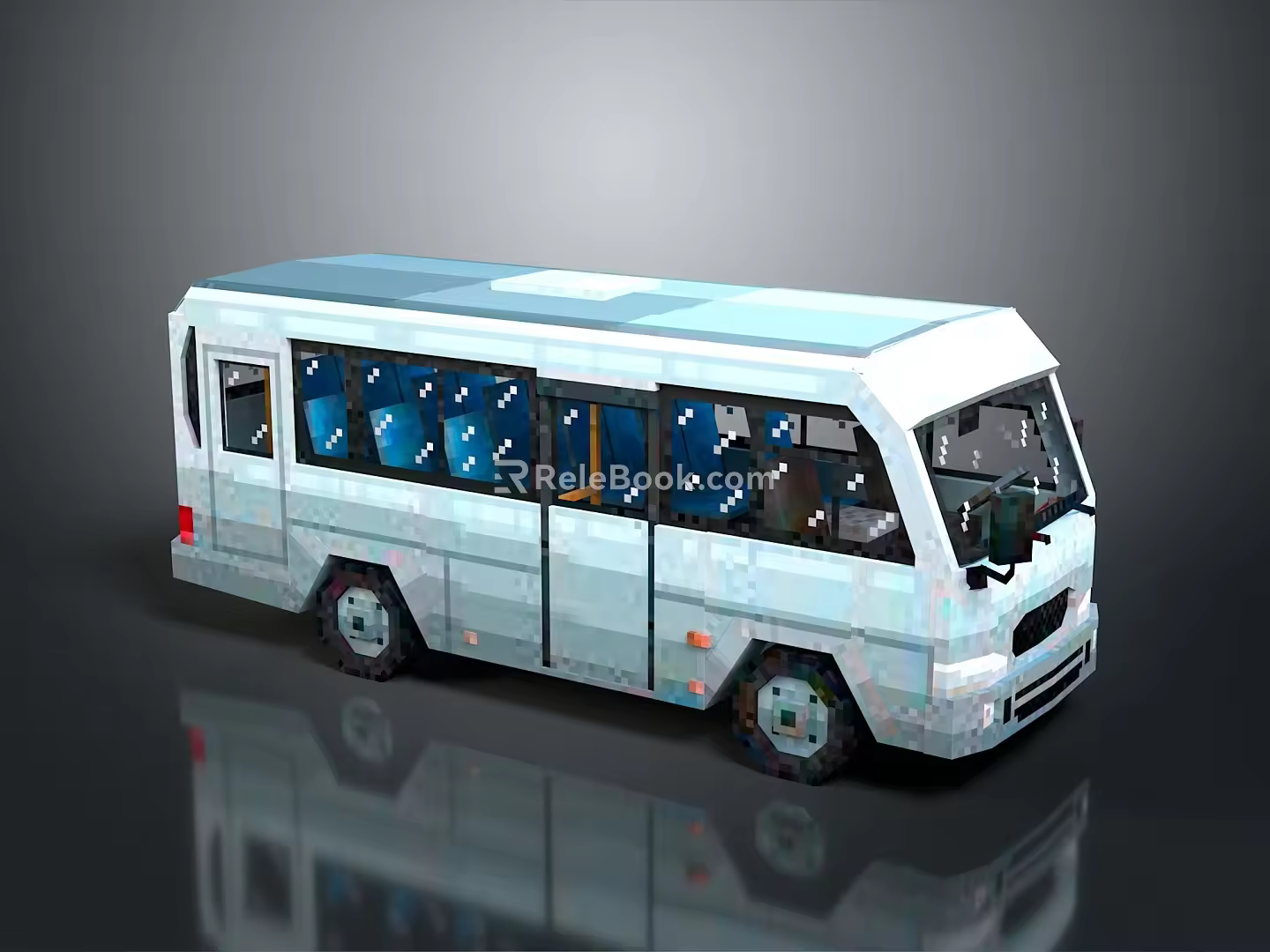 minibus minivan driverless bus school bus van box car 3d model