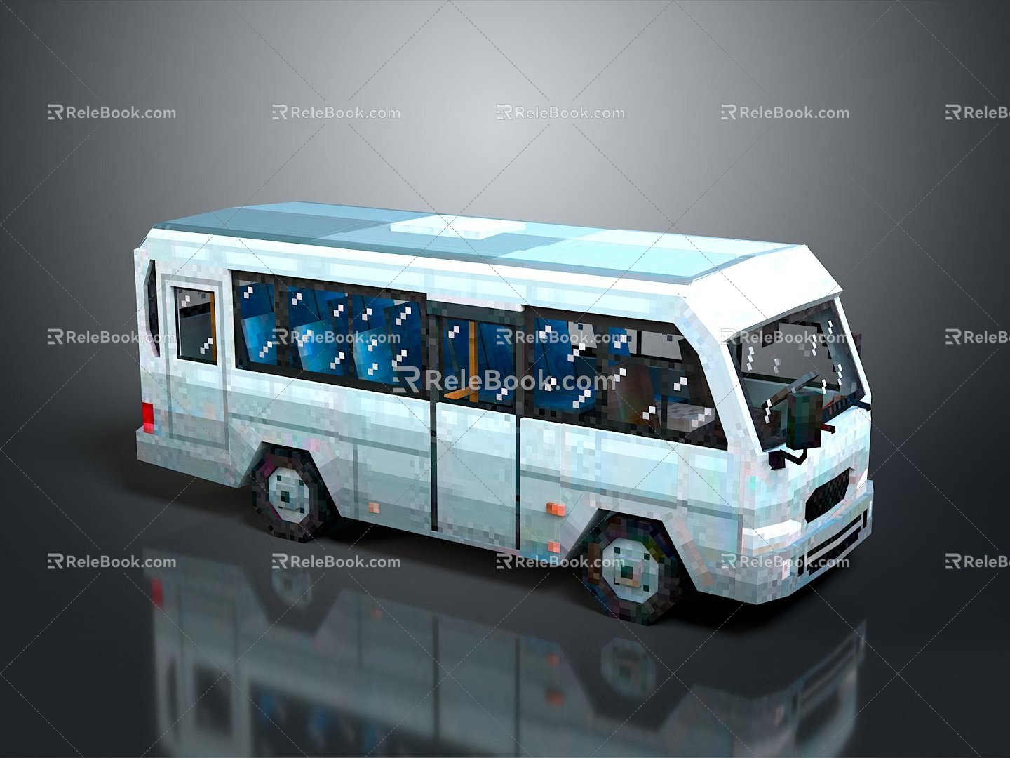 minibus minibus minivan driverless bus bus school bus van box car 3d model