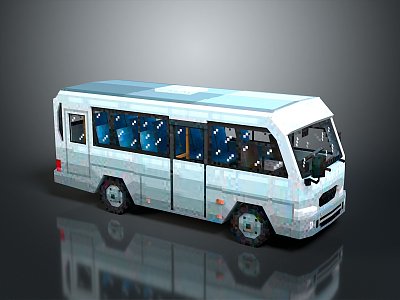 minibus minivan driverless bus school bus van box car 3d model