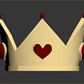 Metal Hardware Tools Golden Crown With Red Heart Ornaments And Shiny Surface